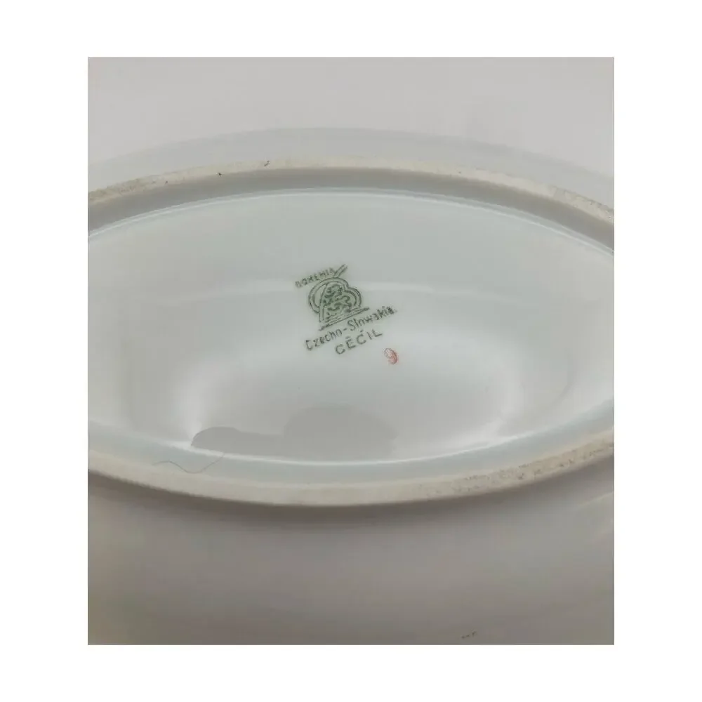 VTG Bohemia Ceramic Works Cecil Pattern Small Oval Au Gratin Dish Czechoslovakia